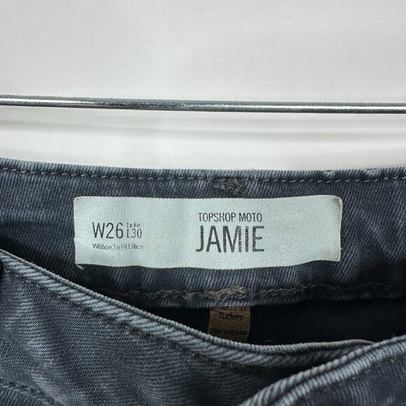 2/$30 Topshop Moto Jamie Jeans High Rise Ankle Skinny Washed Black W26 #9359 - Picture 7 of 11